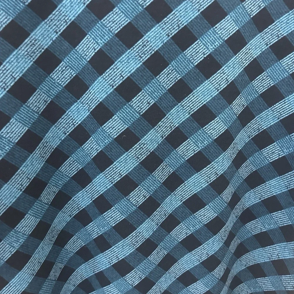 LuLaRoe Blue Black Diagonal Plaid Short Sleeve HiLow Tunic XL Simply Comfortable